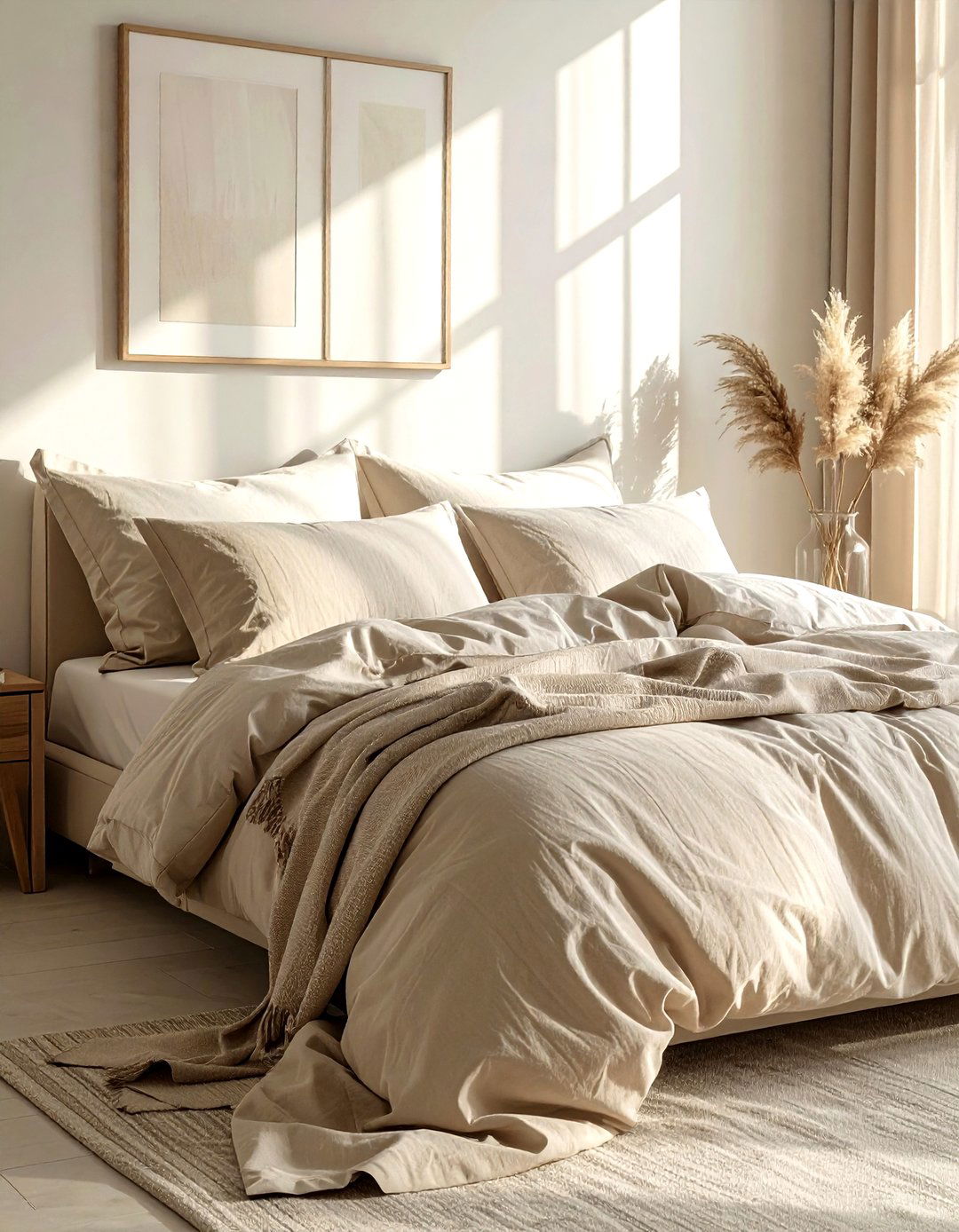 Beige linen bedding - 30 modern beige bedroom ideas