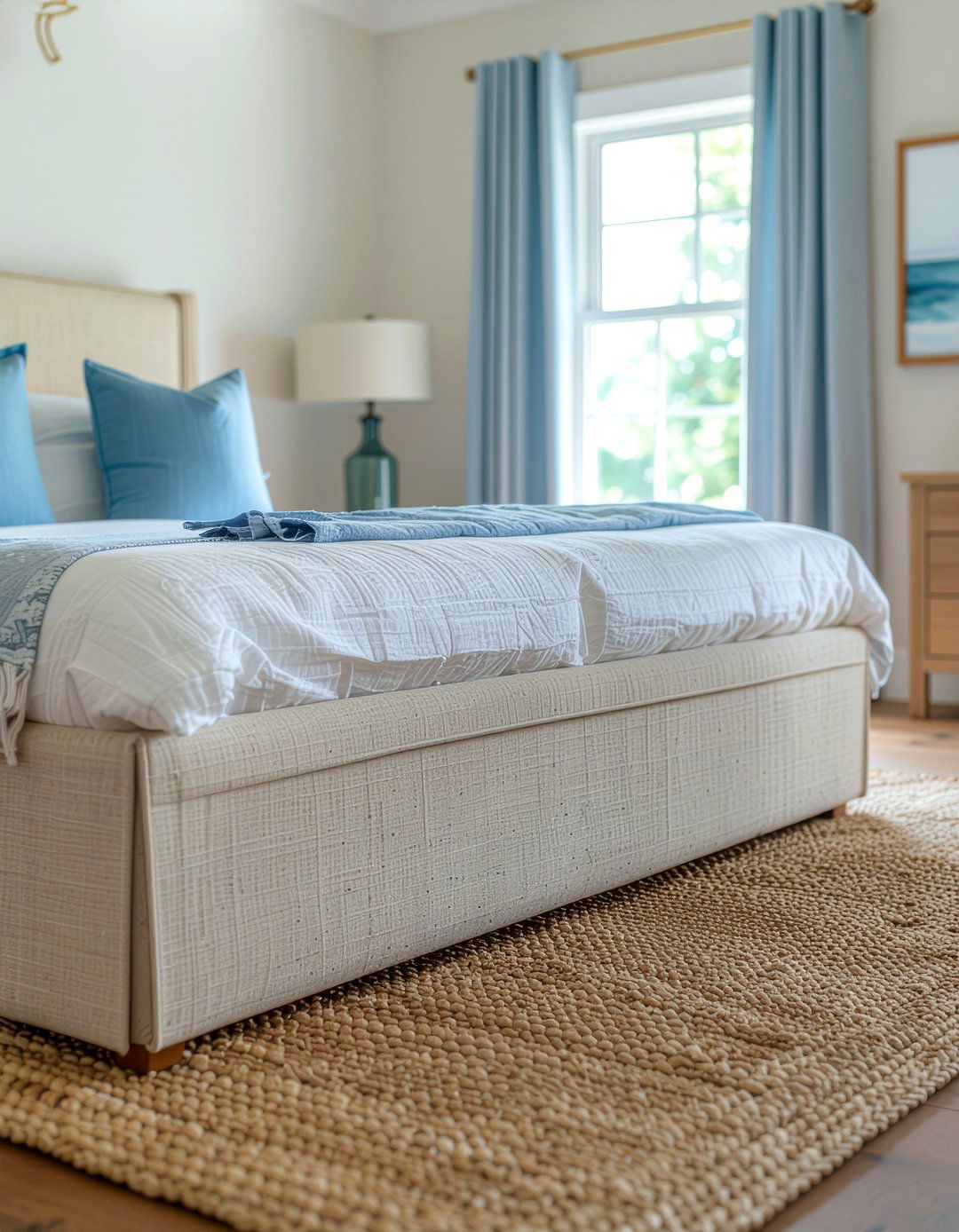 Beige linen storage bed - 30 upholstered bed ideas