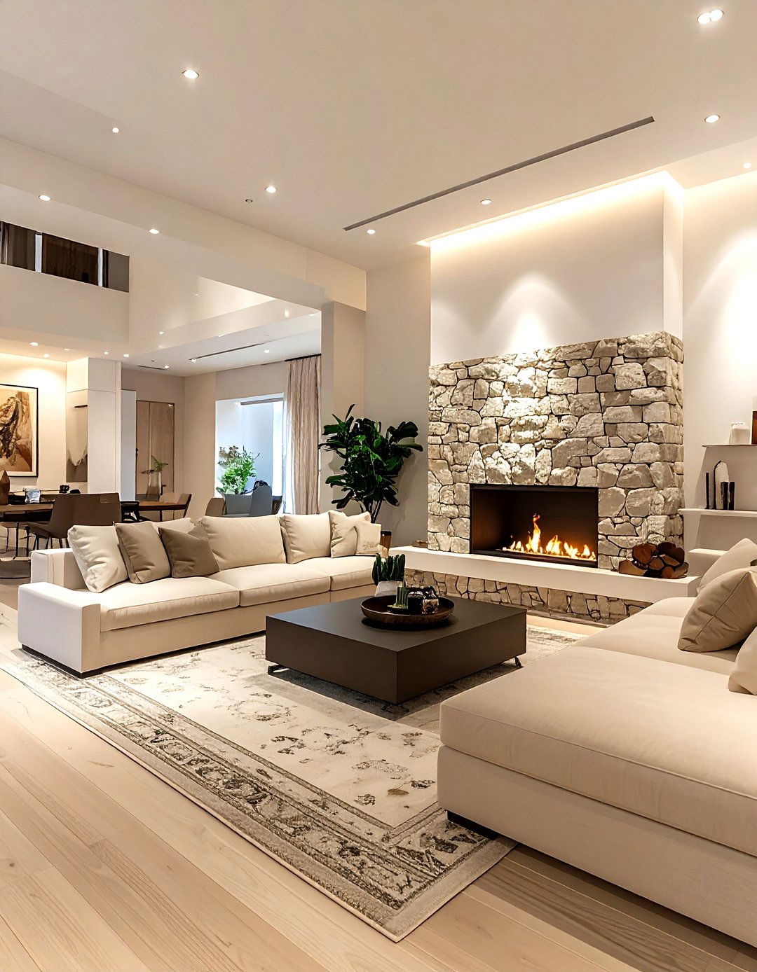 Beige living room with fireplace - 30 contemporary beige living room ideas