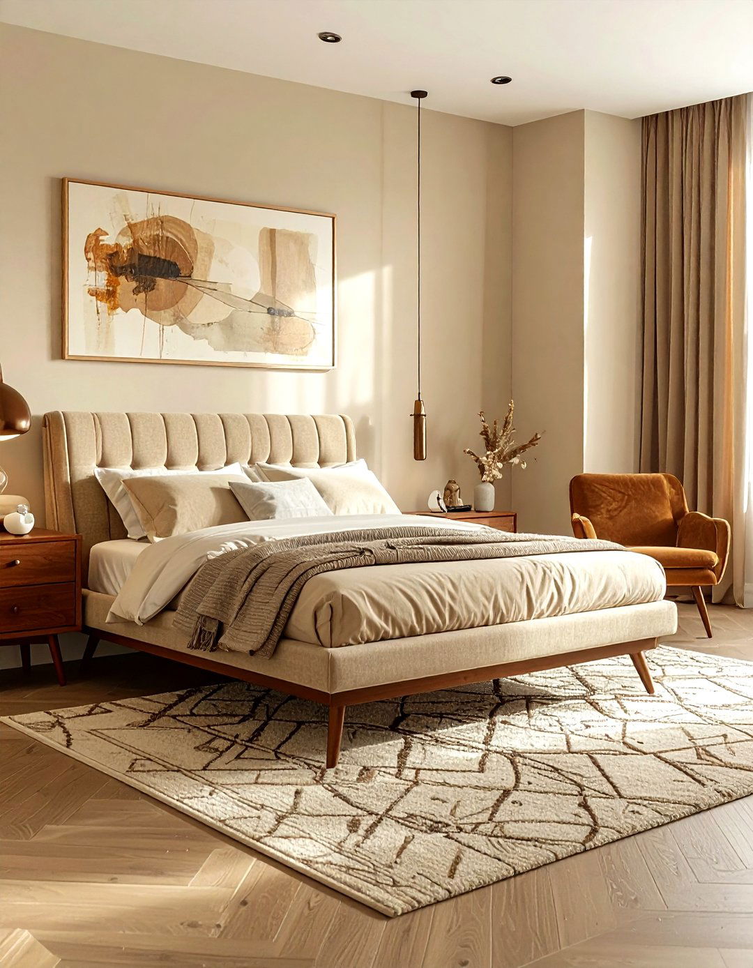 Beige mid century bedroom - 30 beige bedroom decor ideas