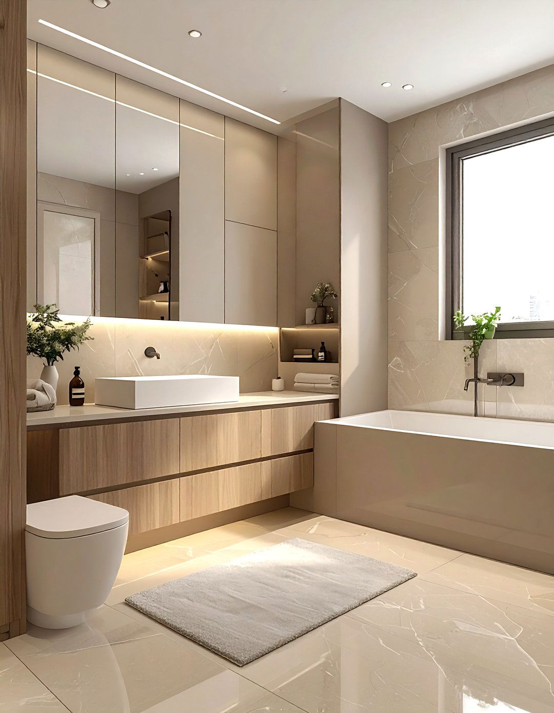 Beige minimalist bathroom - 30 beige bathroom design ideas