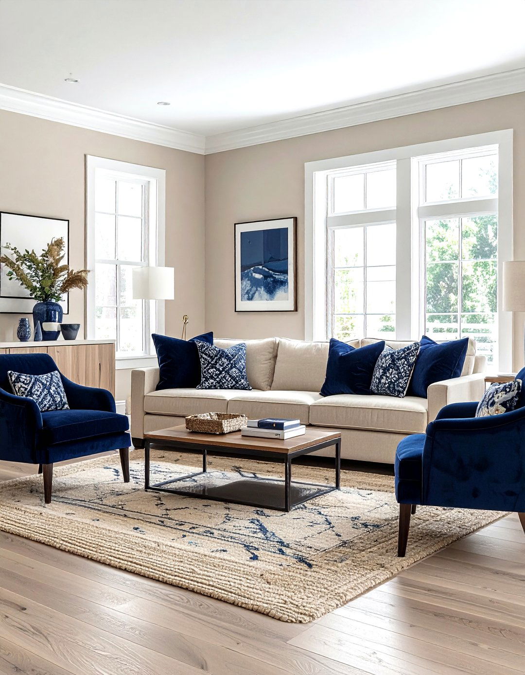Beige navy living room - 30 modern beige living room ideas