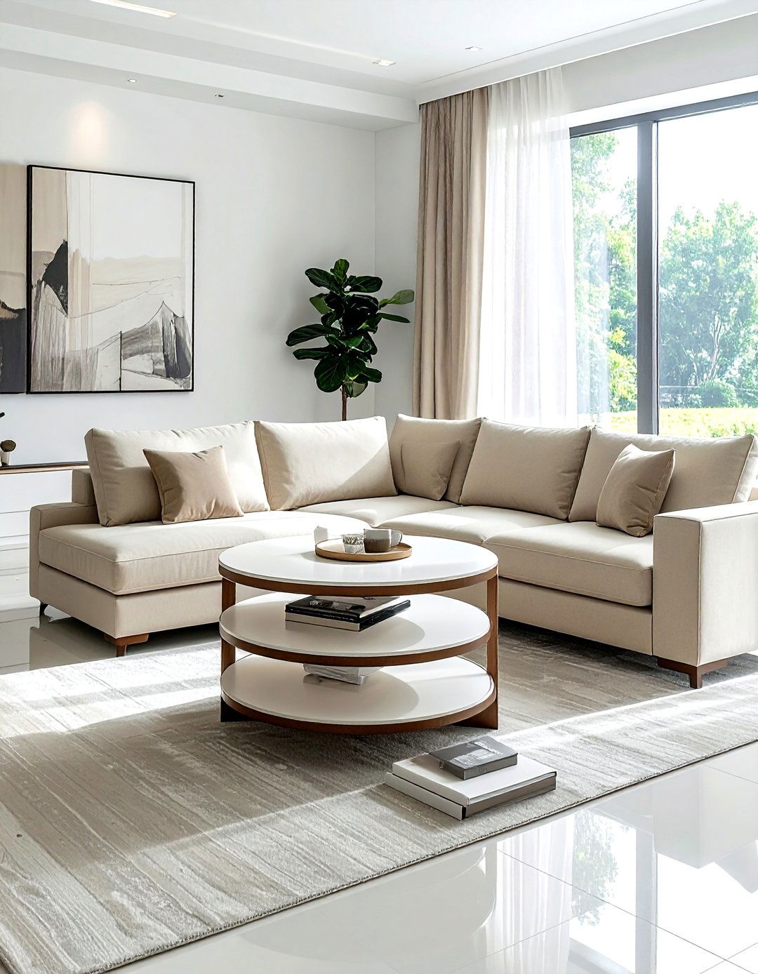 Beige nesting tables living room - 30 beige living room furniture ideas