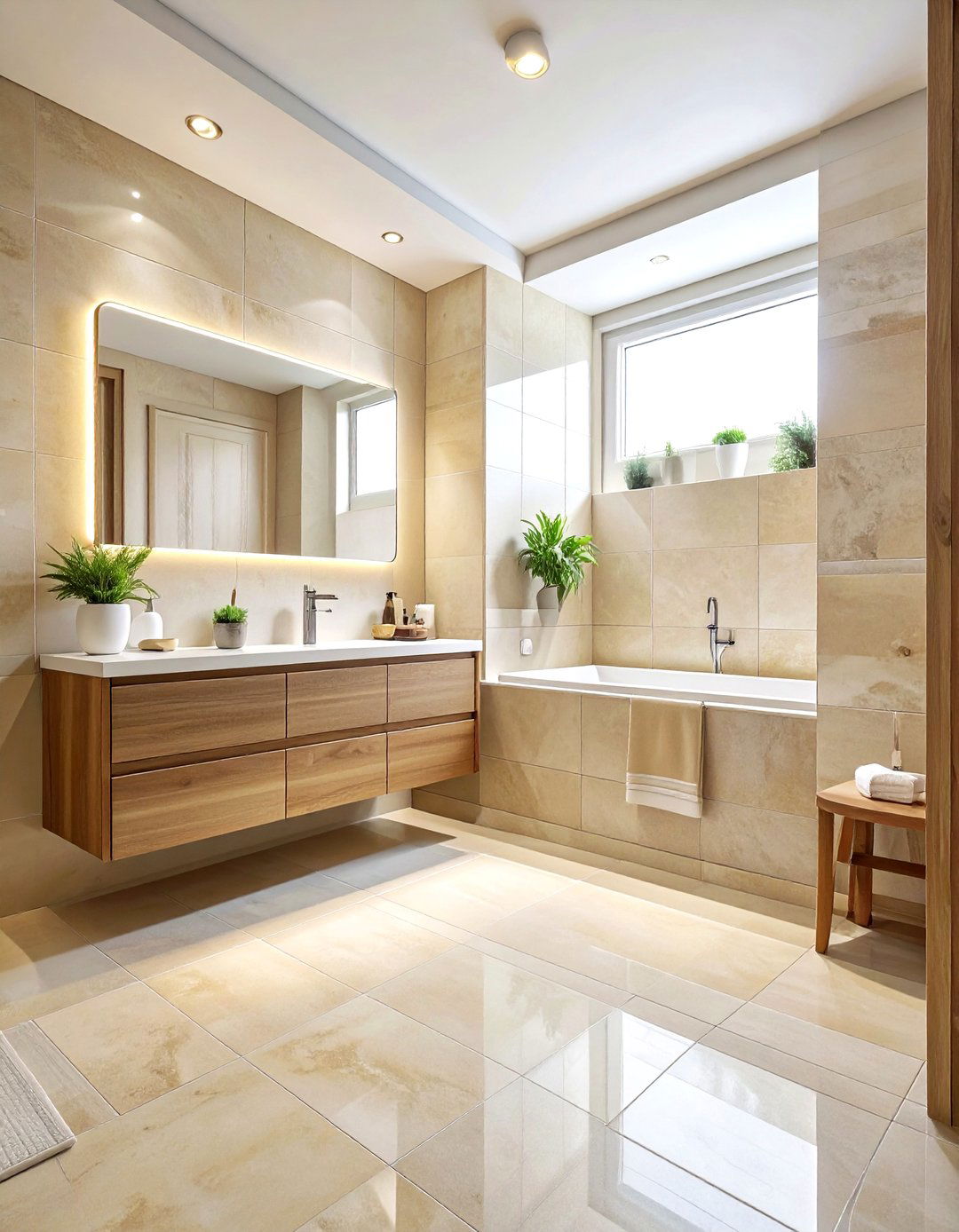 Beige porcelain tile bathroom - 30 porcelain tile bathroom ideas