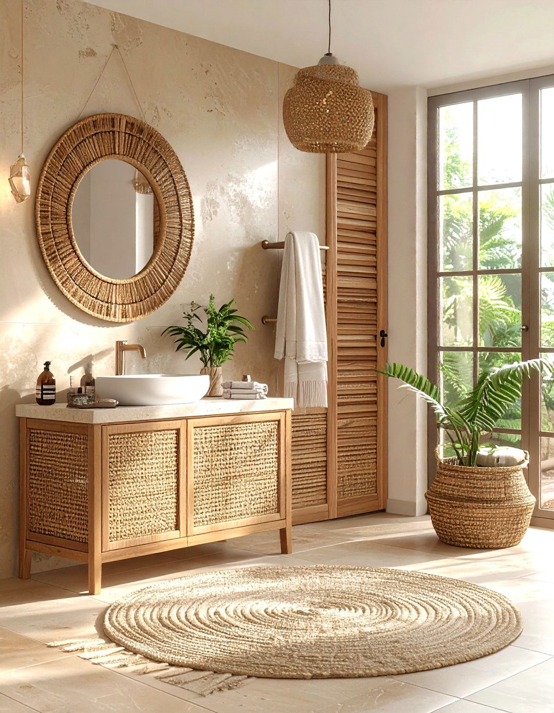 Beige rattan bathroom furniture - 30 beige bathroom furniture ideas