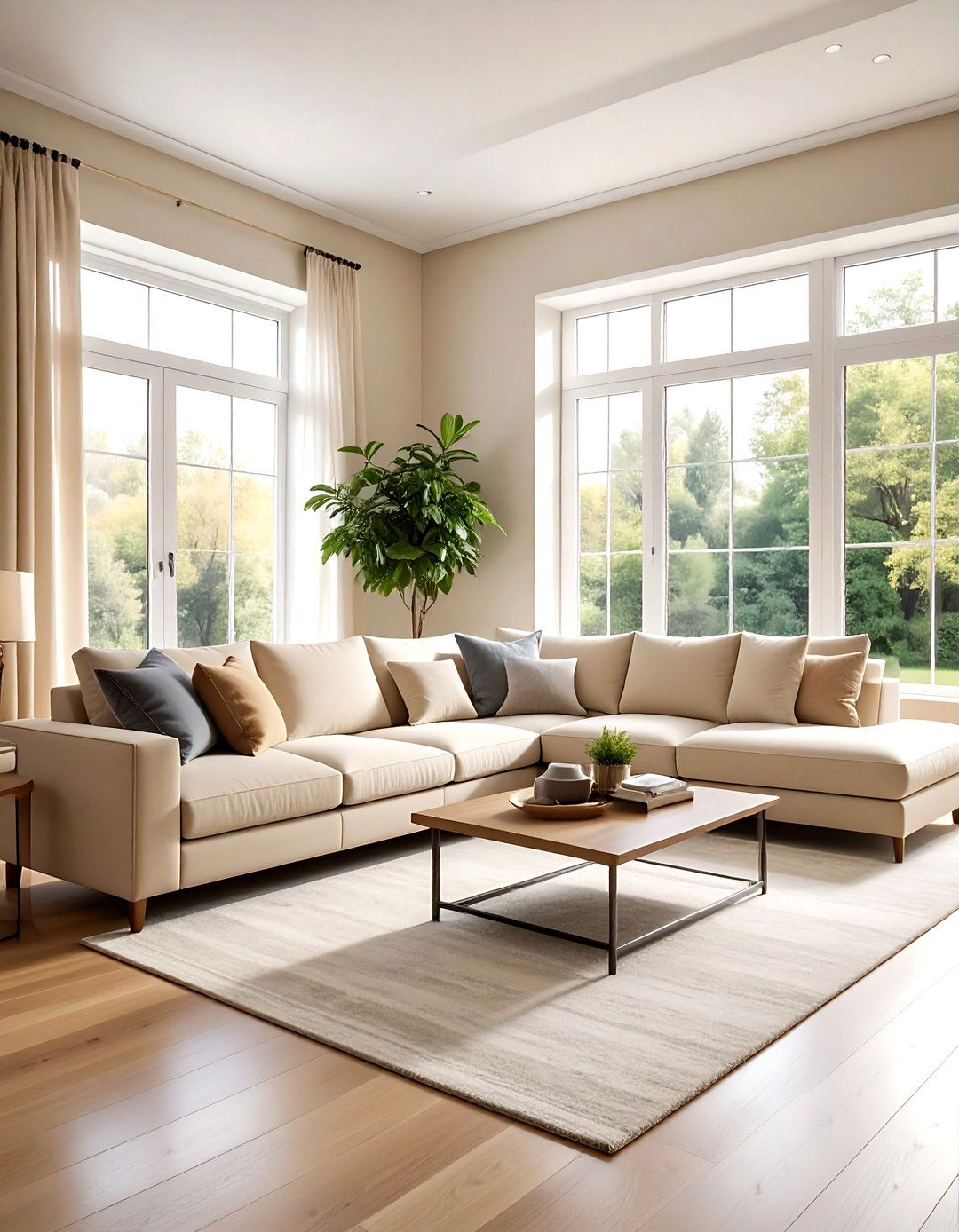 Beige sectional sofa living room - 30 airy living room ideas