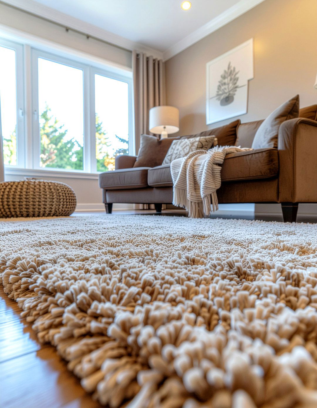 Beige shag rug - 30 living room shag rugs