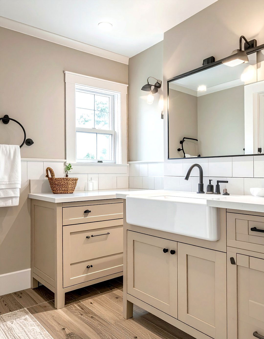 Beige shaker style vanity - 30 beige bathroom furniture ideas