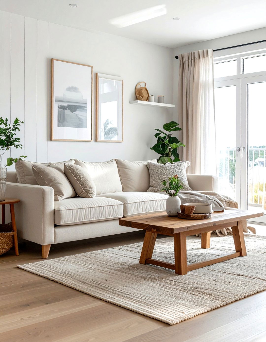 Beige slipcovered sofa living room - 30 beige living room furniture ideas