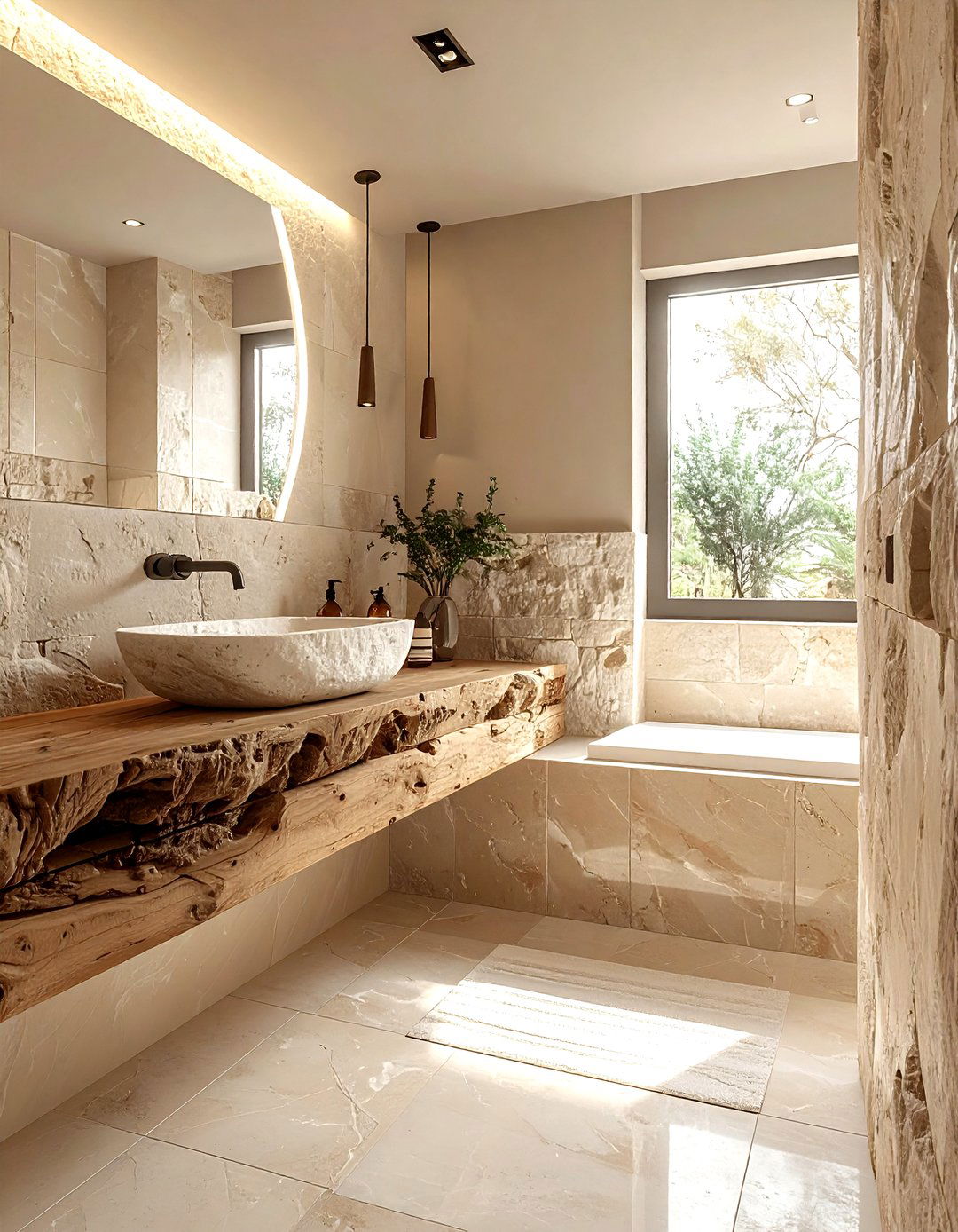 Beige stone bathroom - 30 beige bathroom design ideas