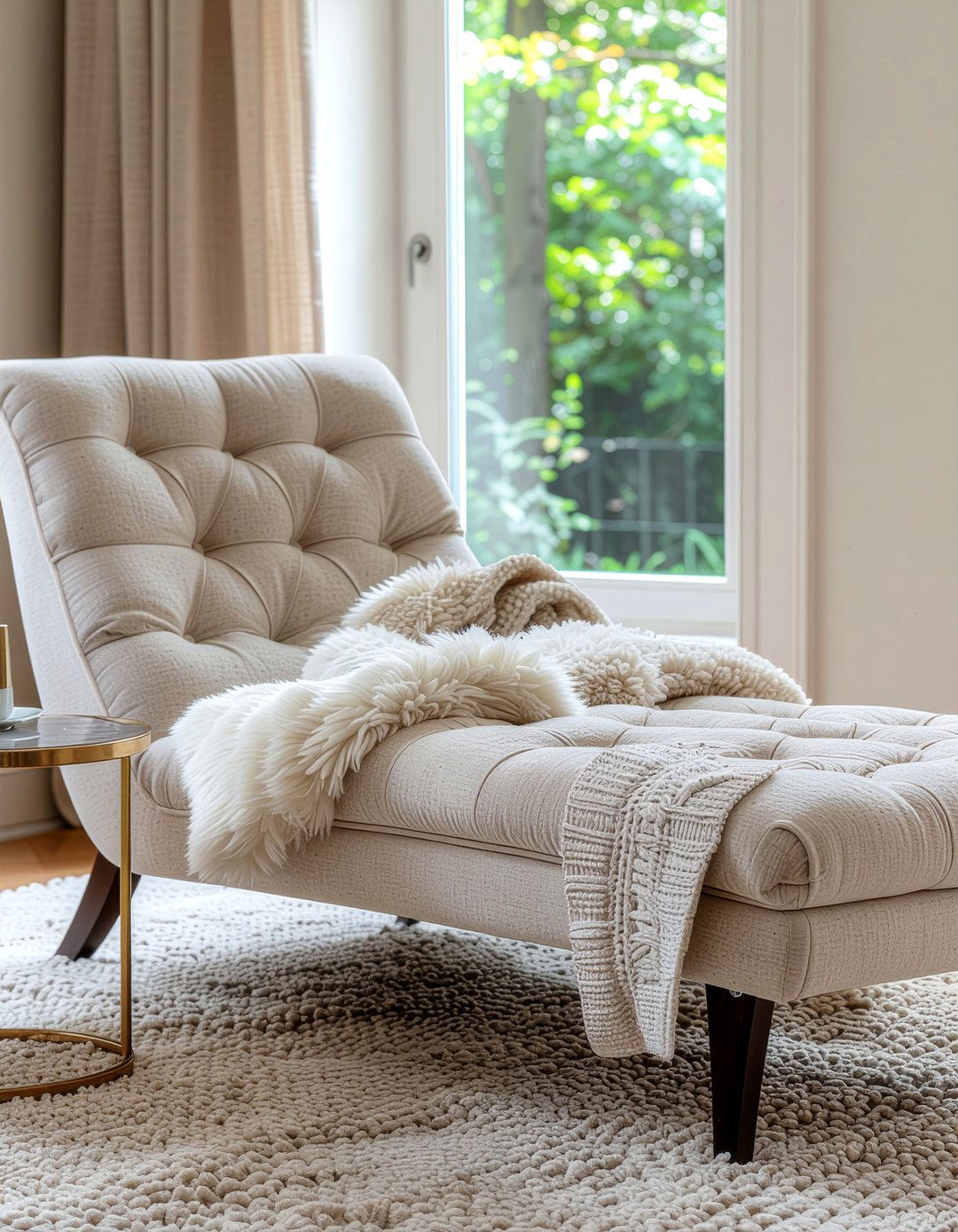 Beige suede chaise lounge - 30 suede bedroom ideas