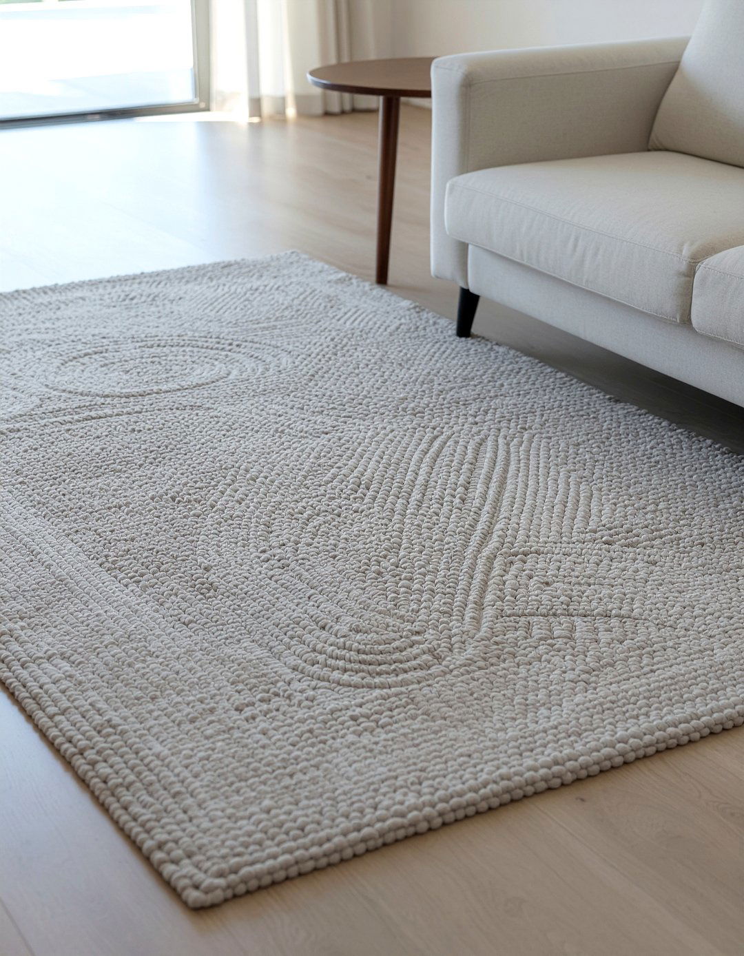 Beige textured rug - 30 Korean living room ideas
