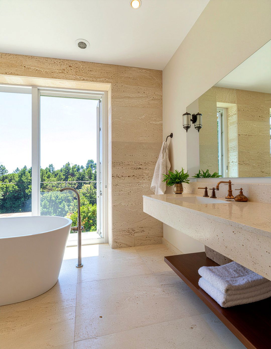 Beige travertine bathroom walls - 30 floor to ceiling tile bathroom ideas