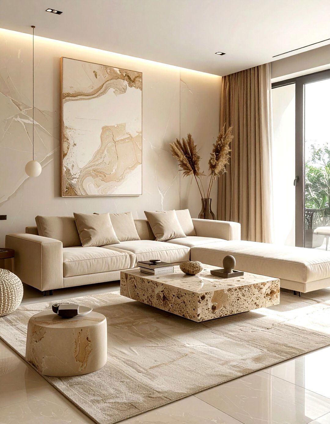 Beige travertine living room - 30 modern beige living room ideas