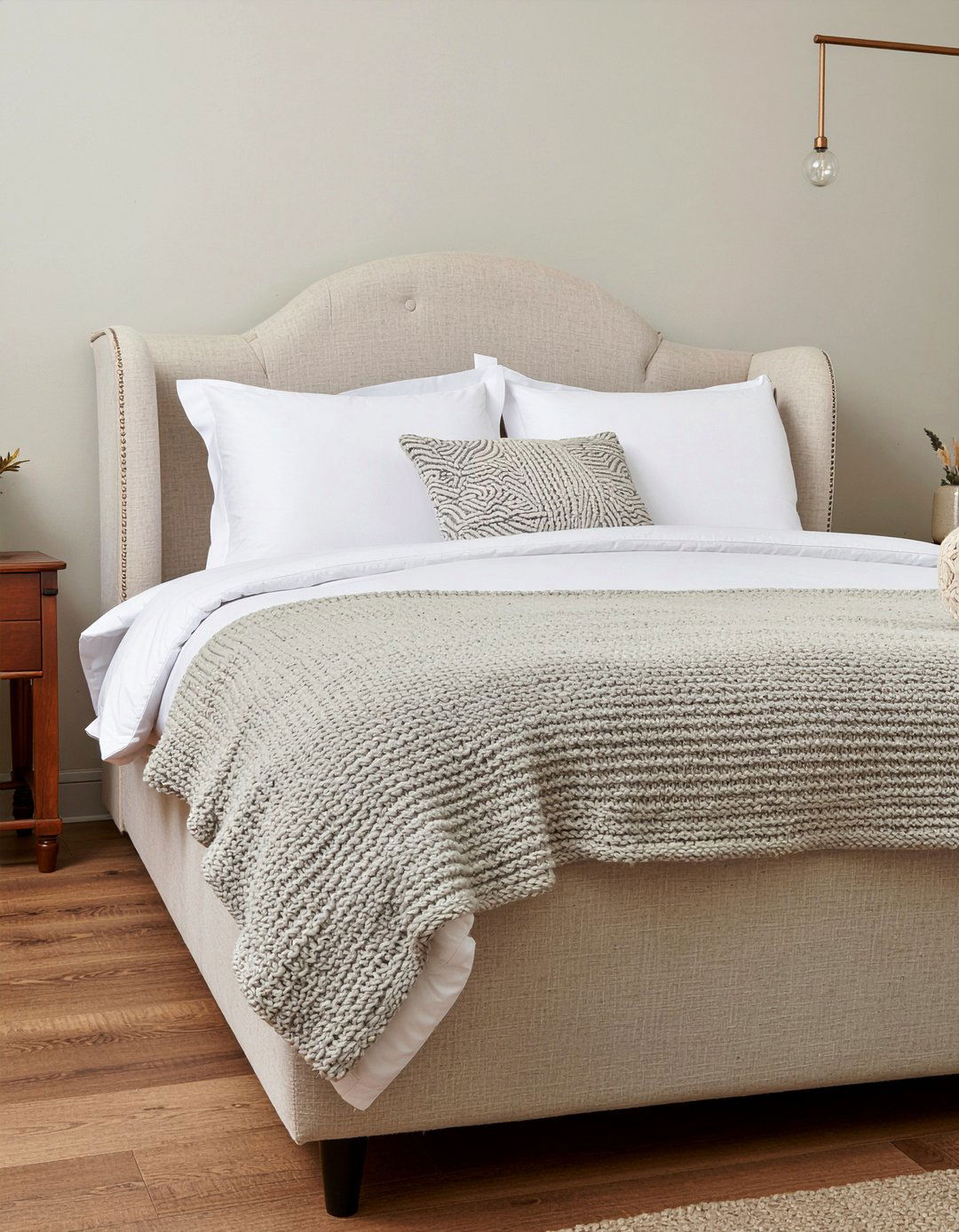 Beige wingback headboard - 30 bedroom wingback headboards