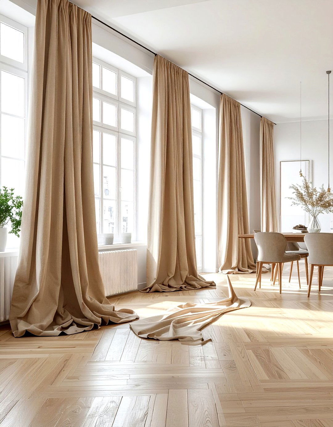 Belgian linen curtains - 30 Belgian dining room ideas