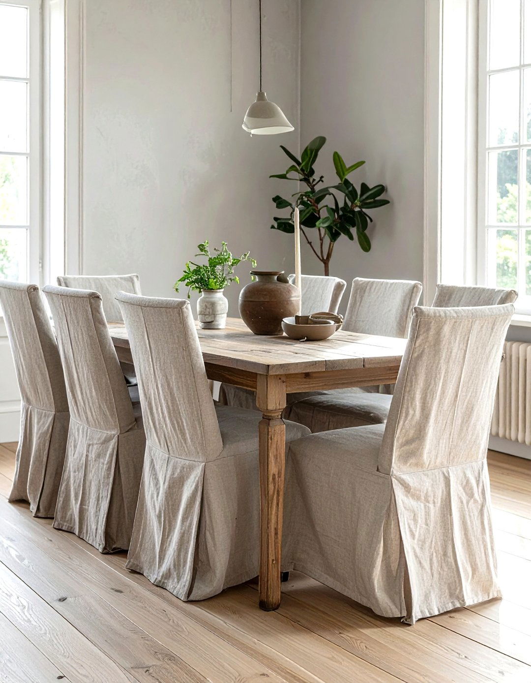 Belgian linen dining chairs - 30 Belgian dining room ideas