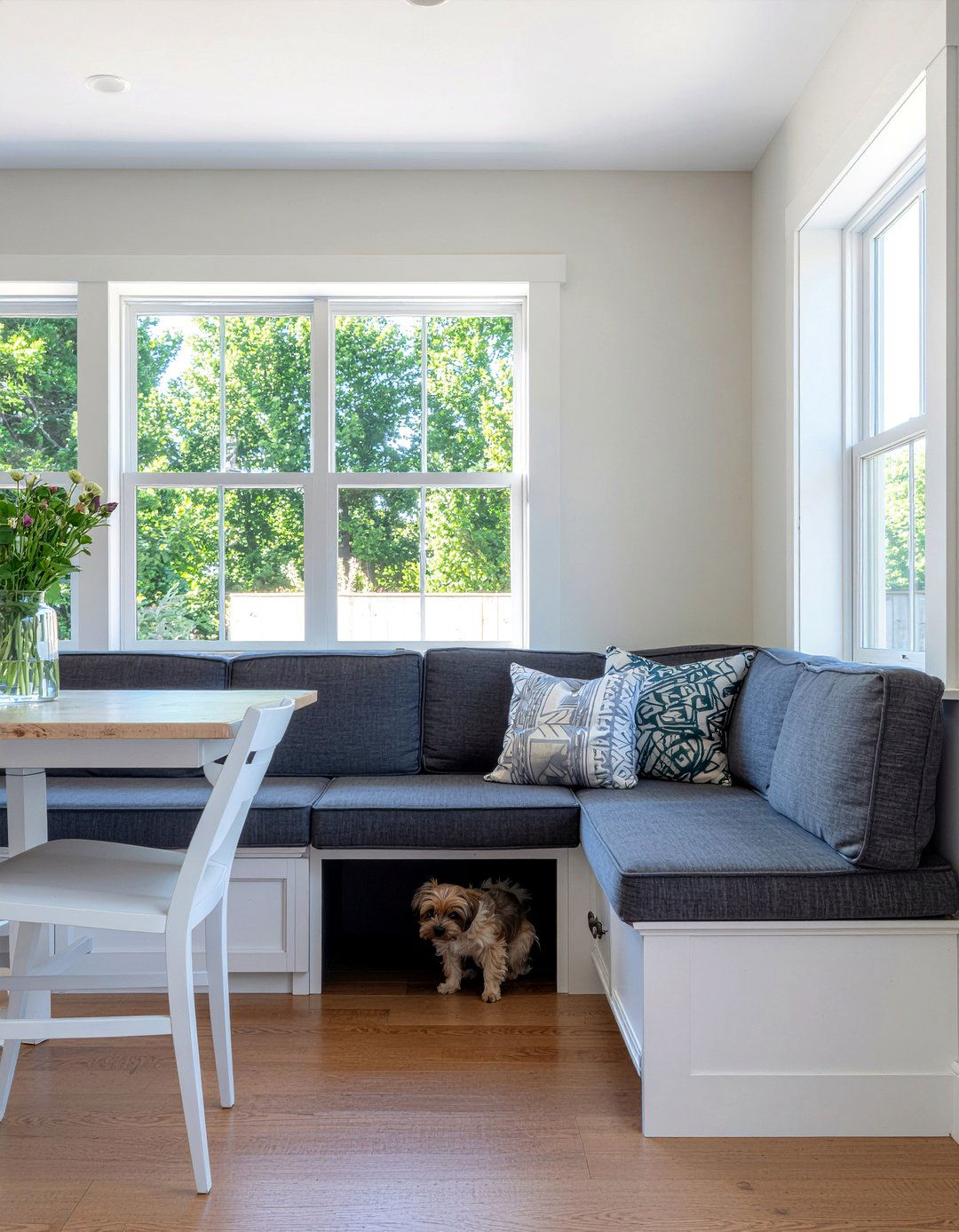 Bench Seating With Dog Space - 30 dog-friendly dining room ideas
