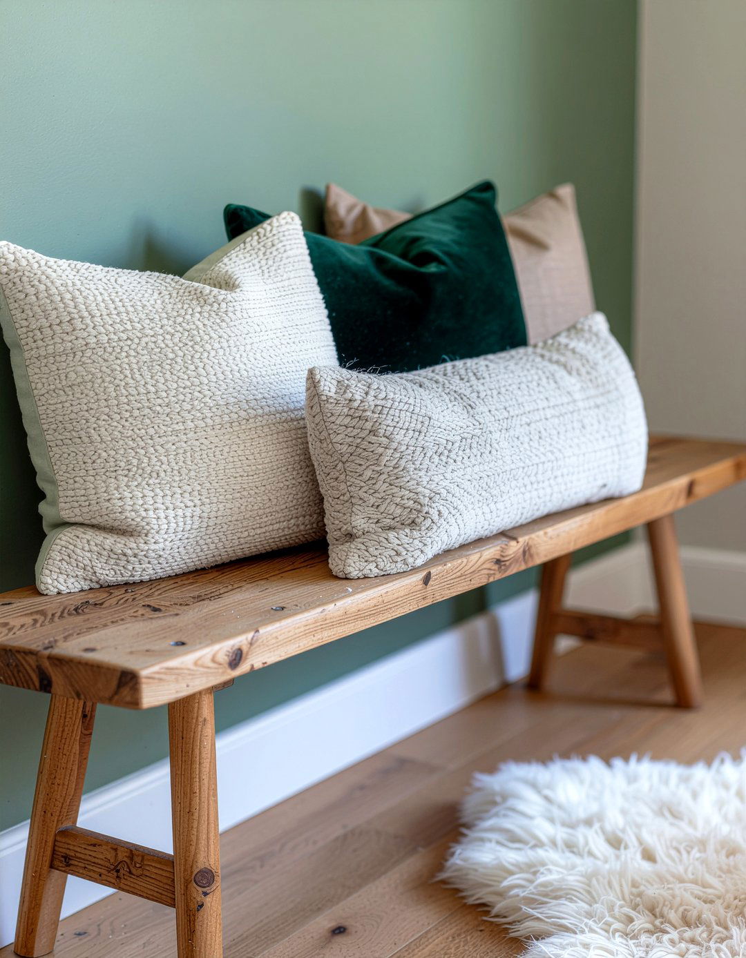 Bench With Pillows - 30 living room vignette ideas