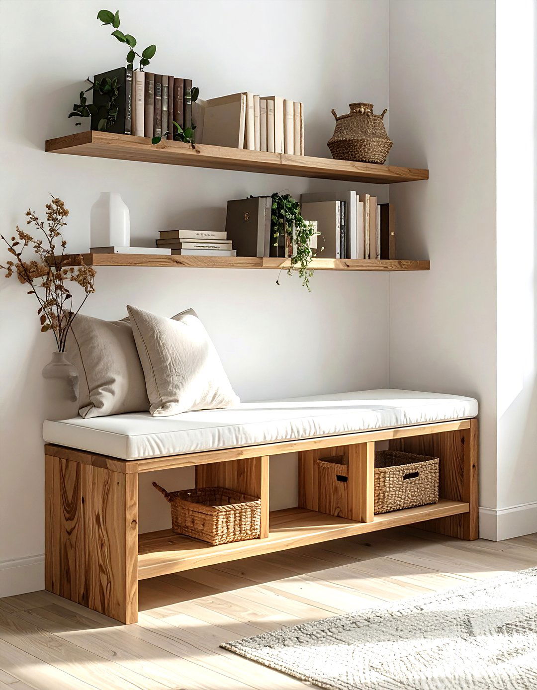 Bench with book storage - 30 book collection display ideas