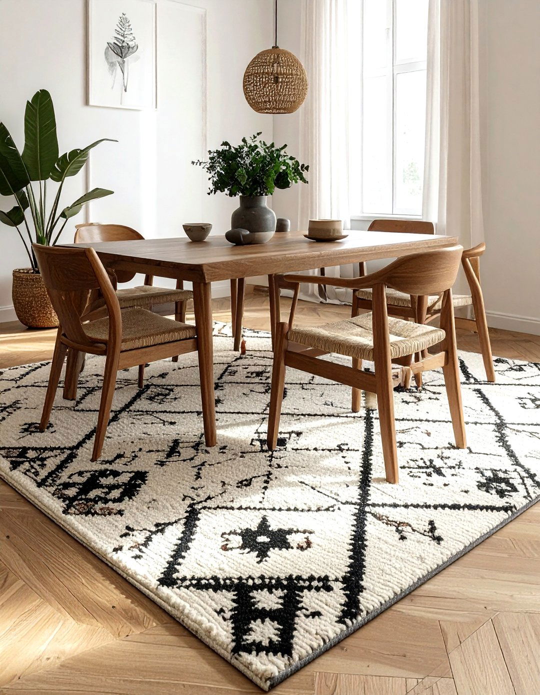 Beni Ourain Rug - 30 Moroccan dining room ideas