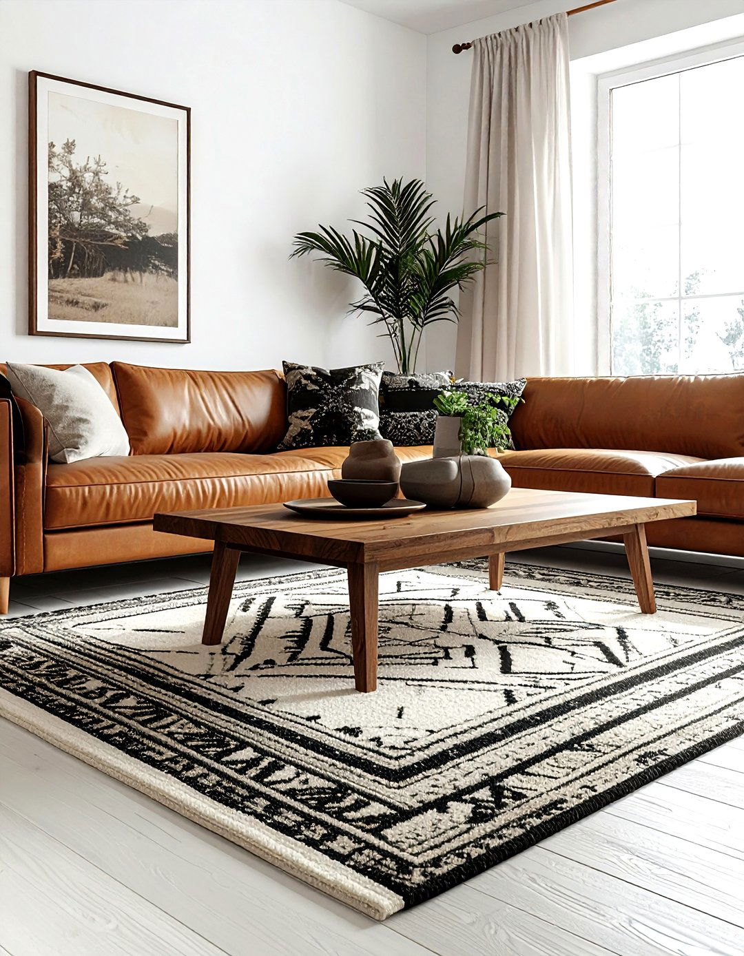 Beni Ourain living room - 30 Moroccan rug ideas