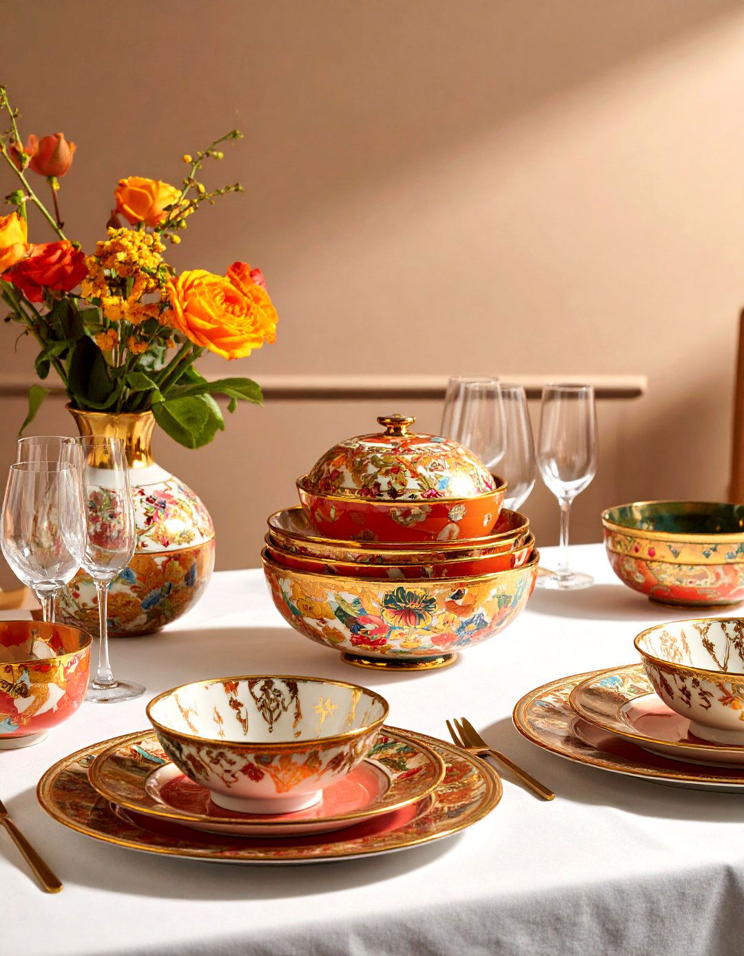 Benjarong Ceramic Tableware - 30 Thai dining room ideas