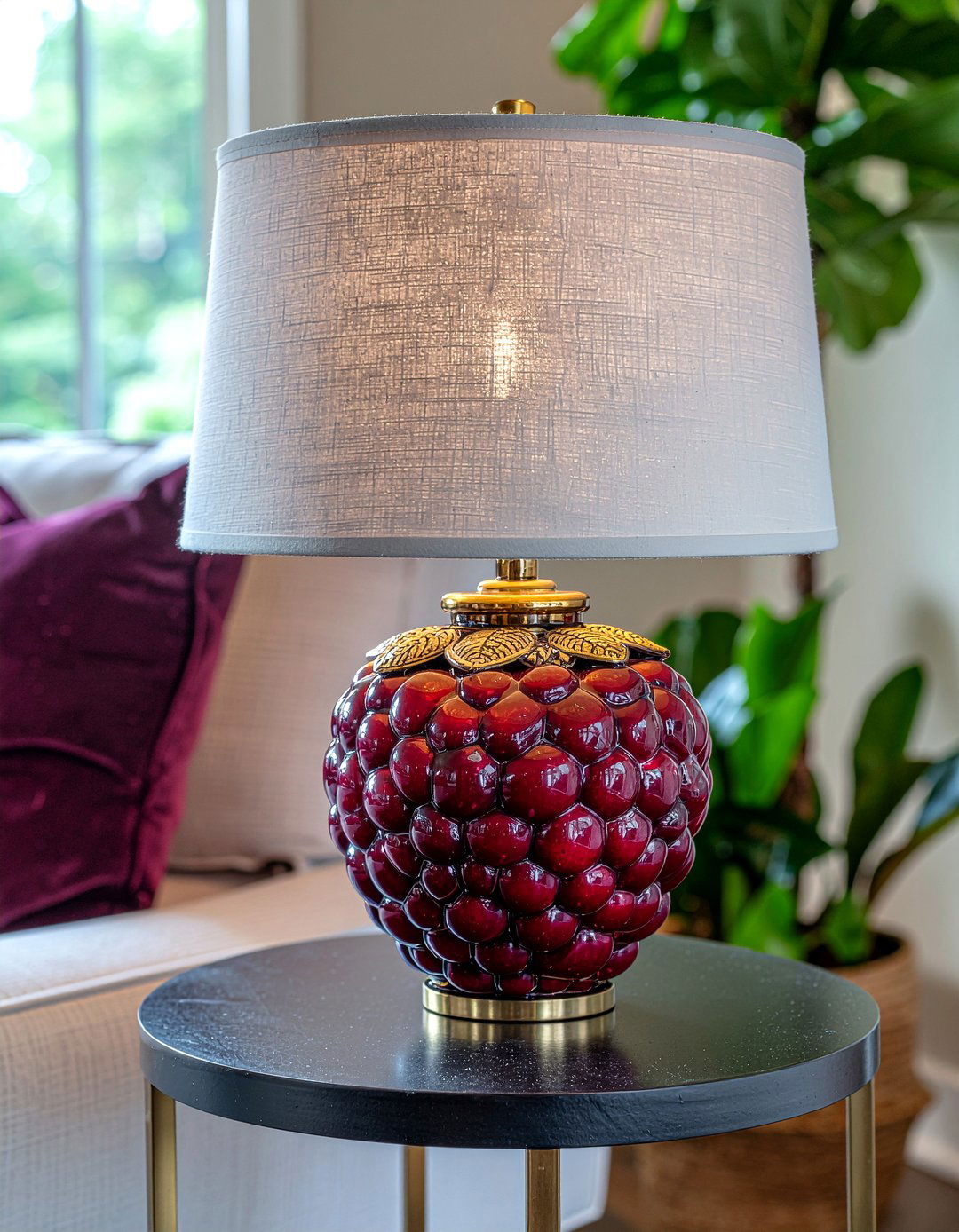 Berry and brass lighting - 30 berry living room ideas