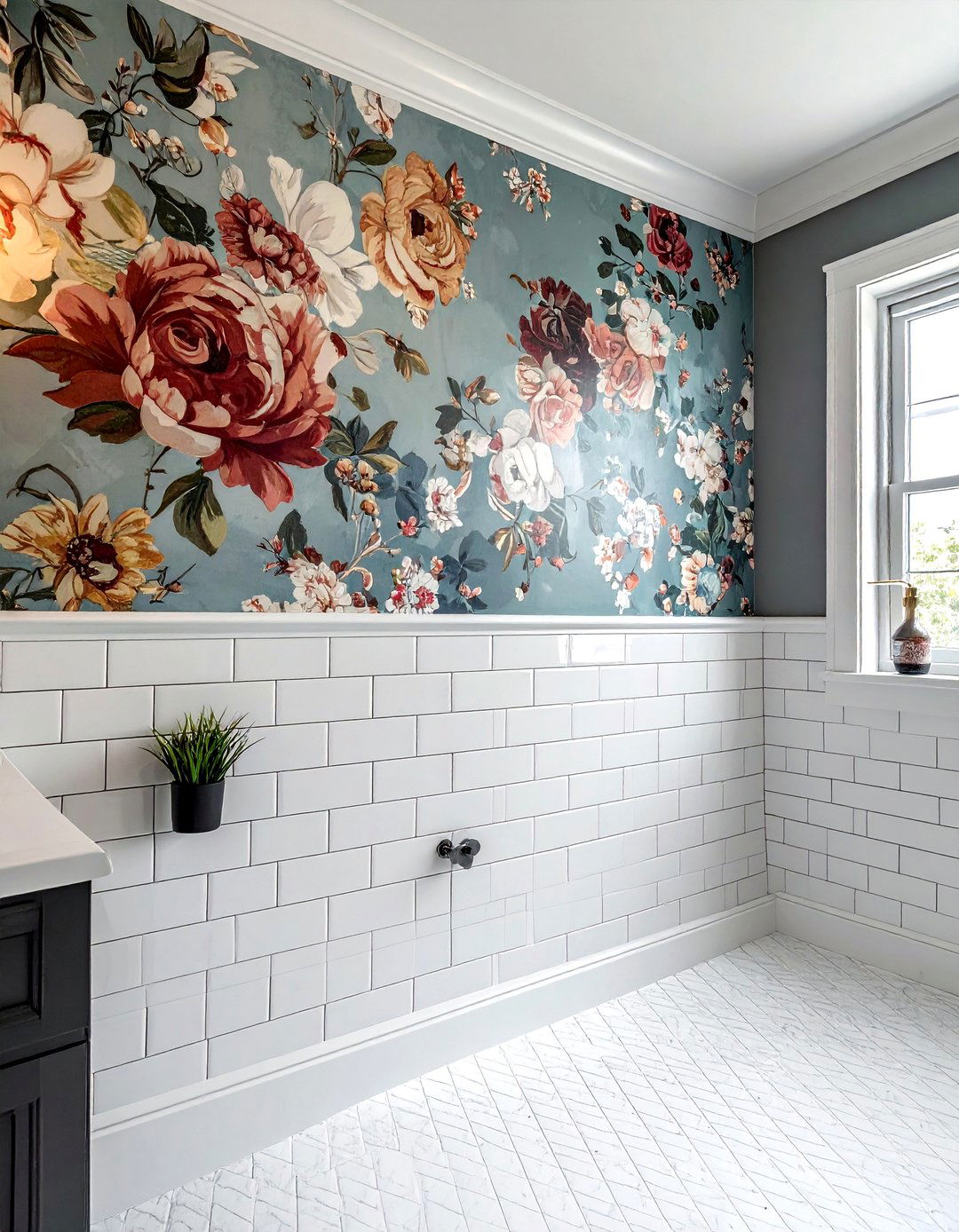 Beveled Subway Tile Half Wall - 30 beveled subway tile bathroom ideas