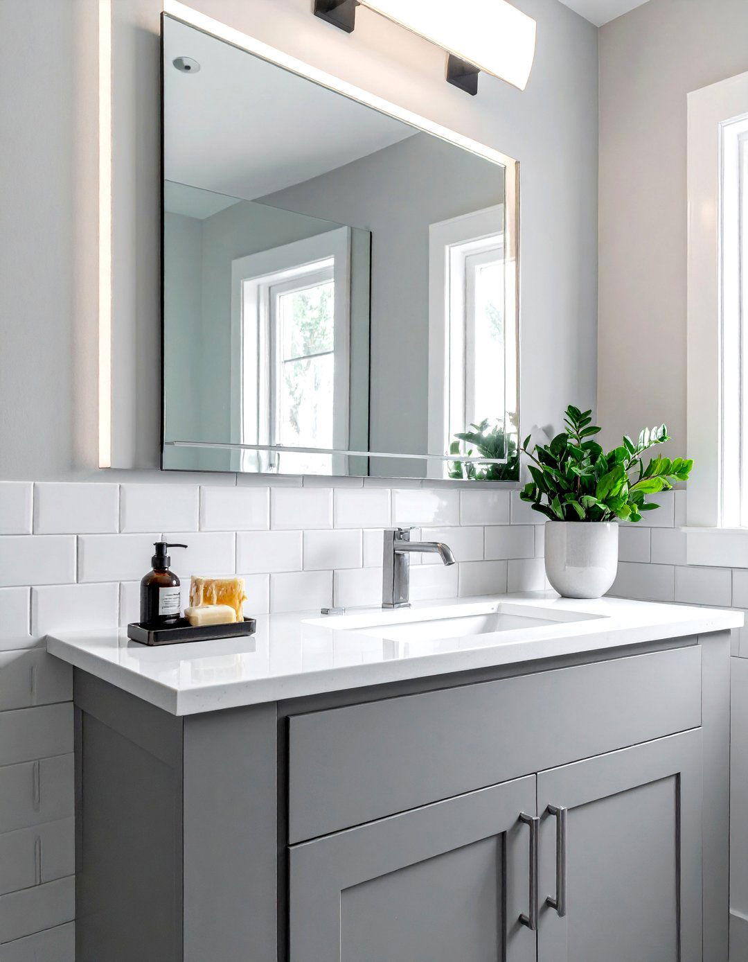 Beveled Subway Tile Vanity Backsplash - 30 beveled subway tile bathroom ideas