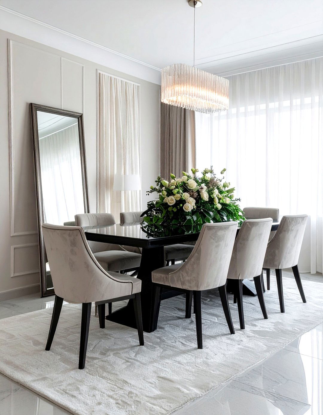 Beveled edge floor mirror - 30 leaning mirror dining room ideas