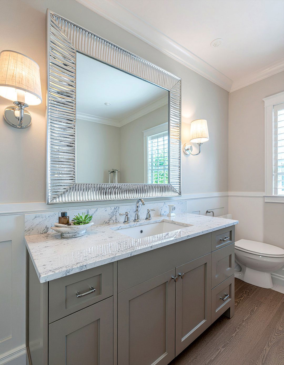 Beveled edge framed mirror - 30 framed bathroom mirror ideas