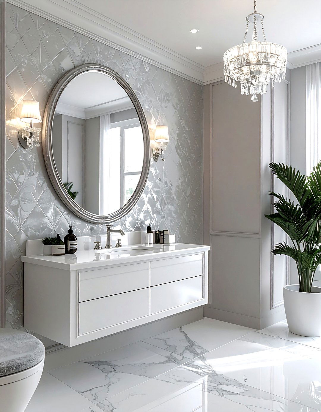 Beveled edge oval mirror - 30 oval bathroom mirror ideas