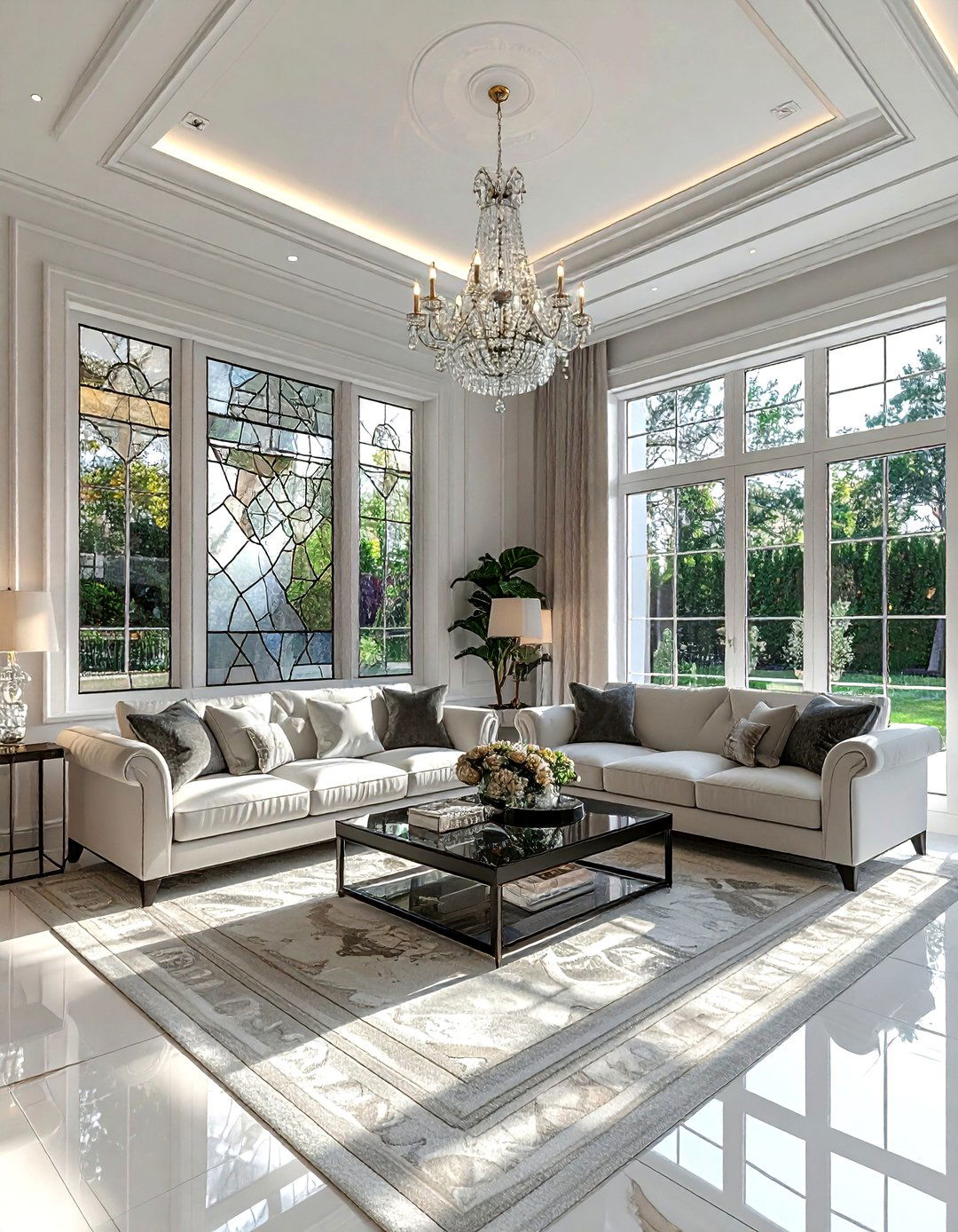 Beveled glass window panel - 30 living room stained glass ideas