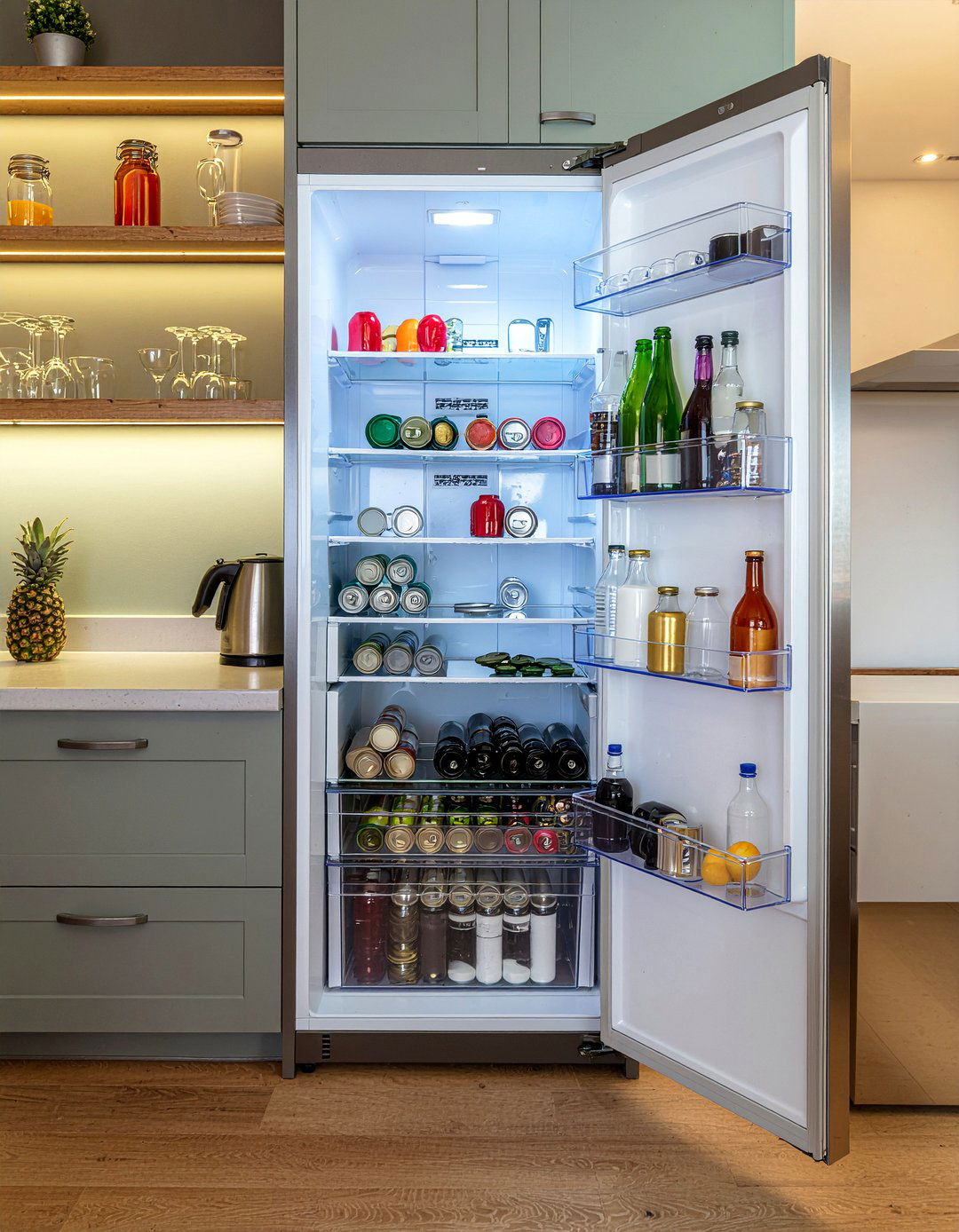 30 Sleek Beverage Refrigerator Kitchen Ideas for Easy Hosting