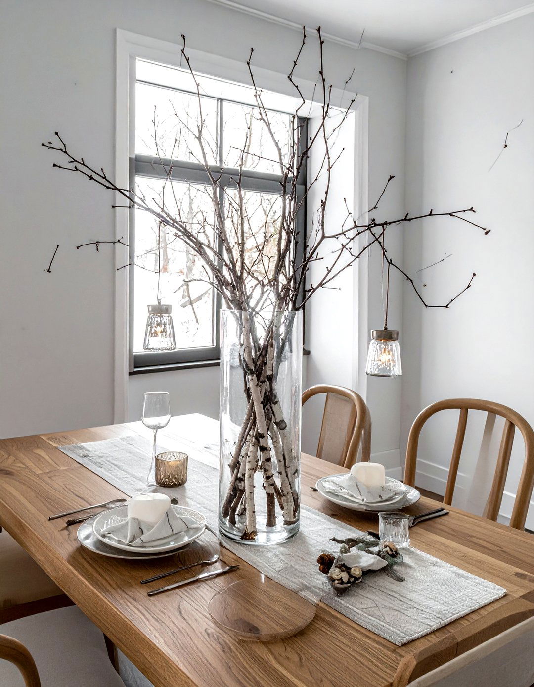 Birch Branch Table Decor - 30 tall centerpiece dining ideas