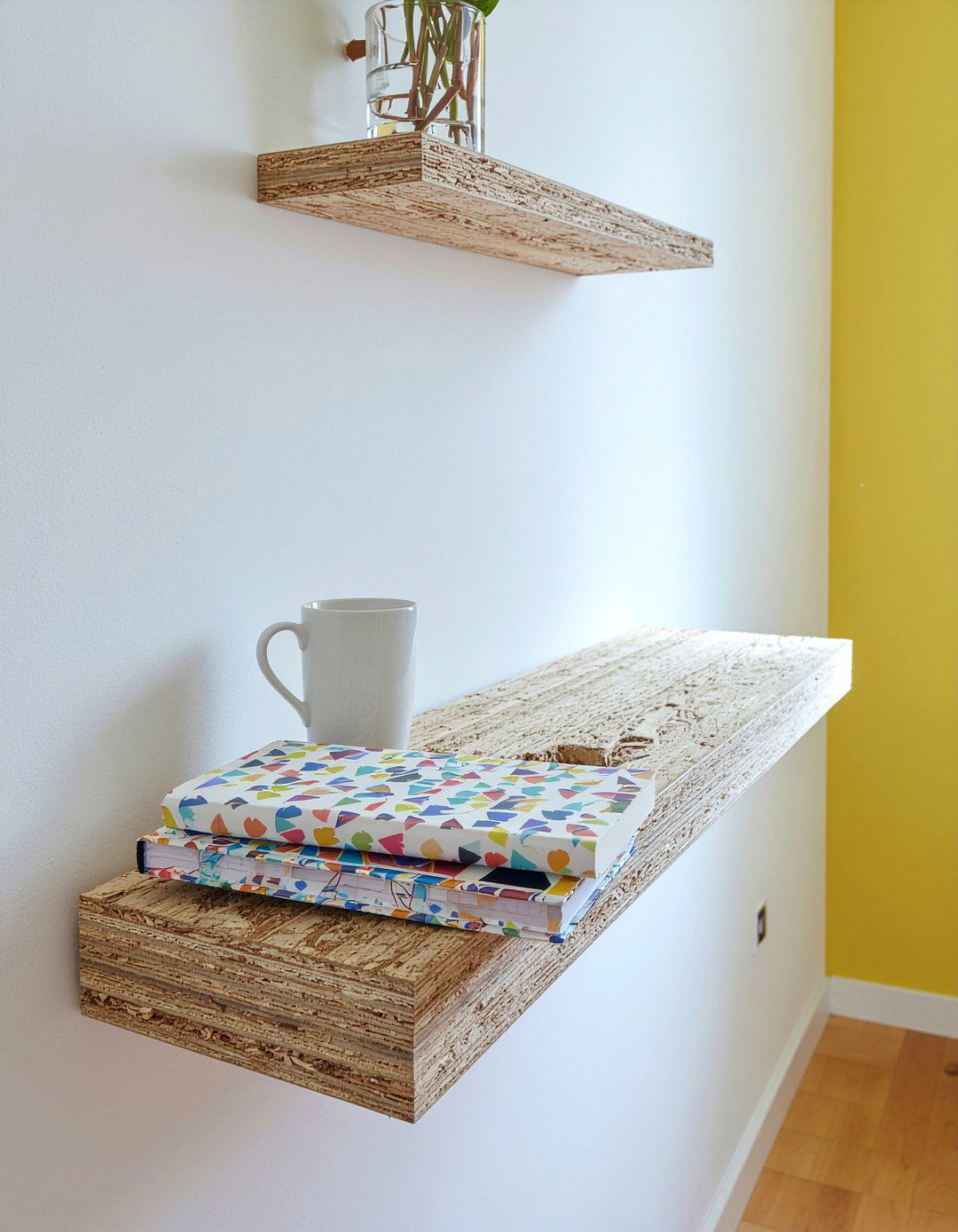 Birch Plywood Floating Shelf - 30 bedroom wall mounted nightstands