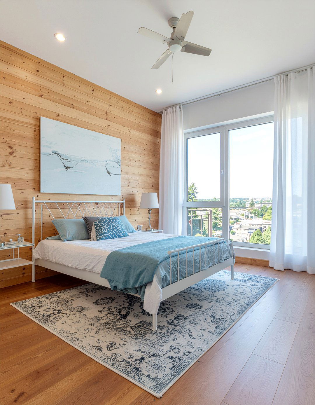 Birch Wood Accent Wall - 30 bedroom wood wall ideas