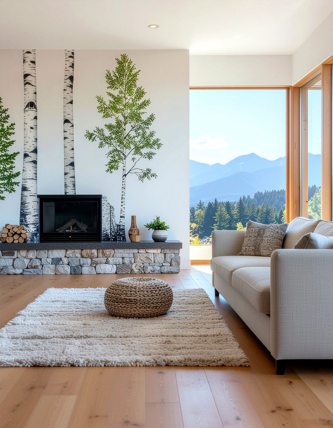 Birch tree wall stencil - 30 living room wall stencils