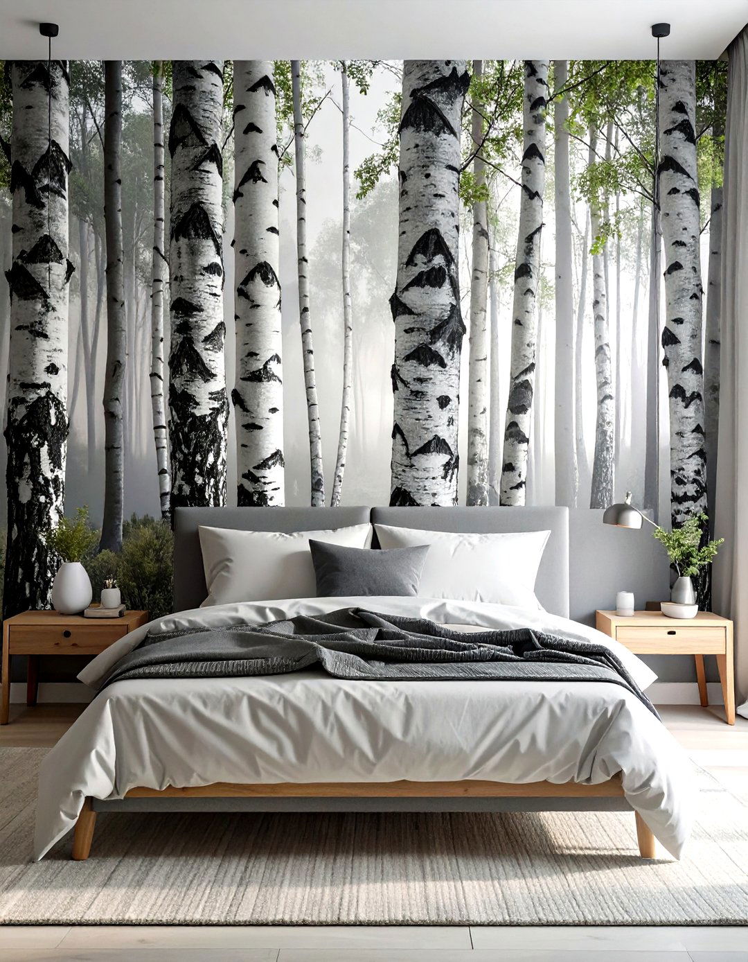 Birch tree wallpaper - 30 nature-inspired decor ideas