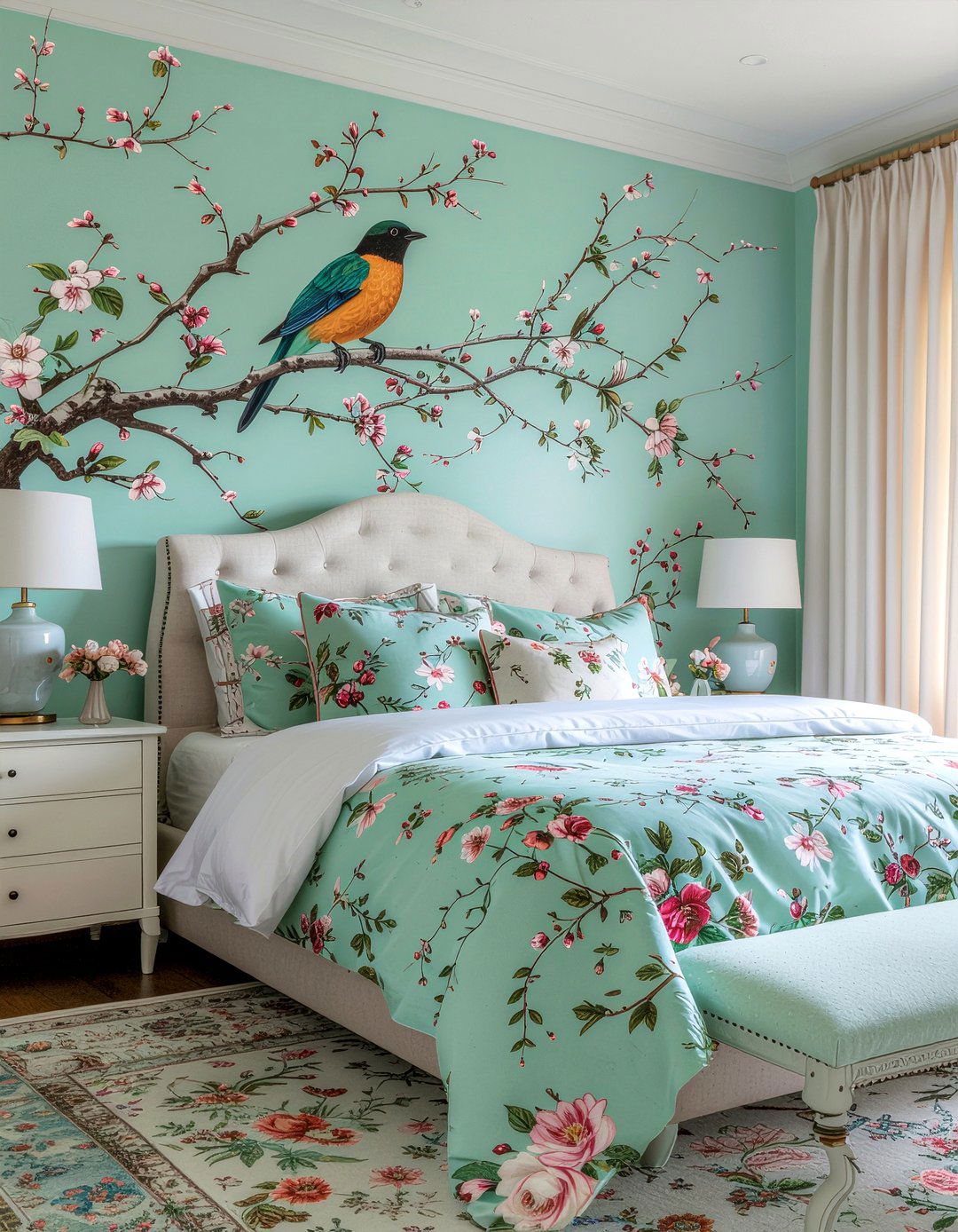 Bird and branch wallpaper - 30 bedroom botanical wallpapers