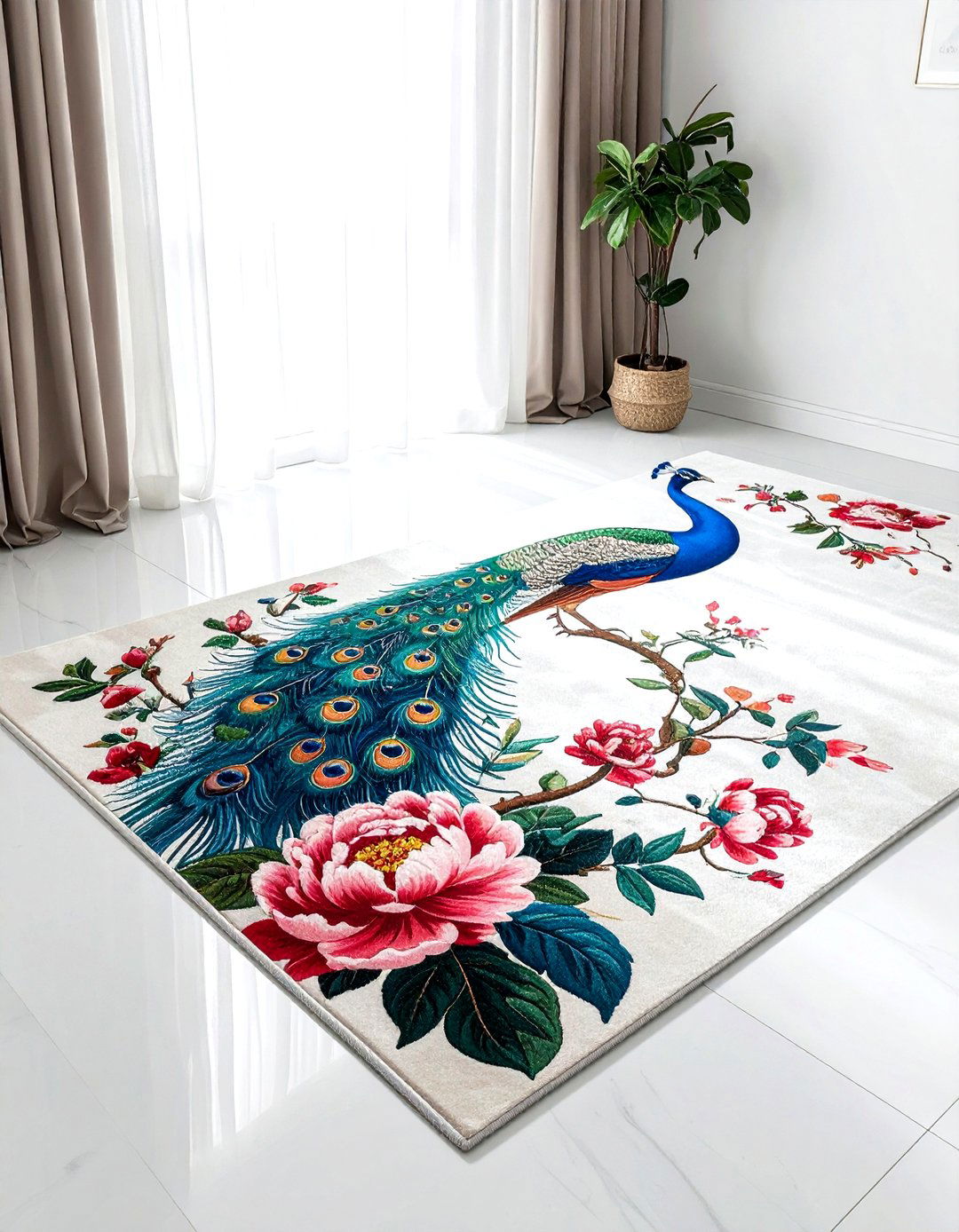 Bird floral rug - 30 chinoiserie decor ideas