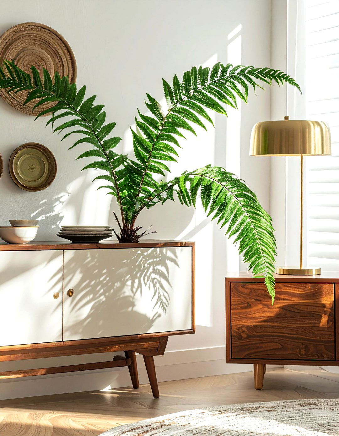 Birds Nest Fern Sideboard - 30 dining room fern ideas