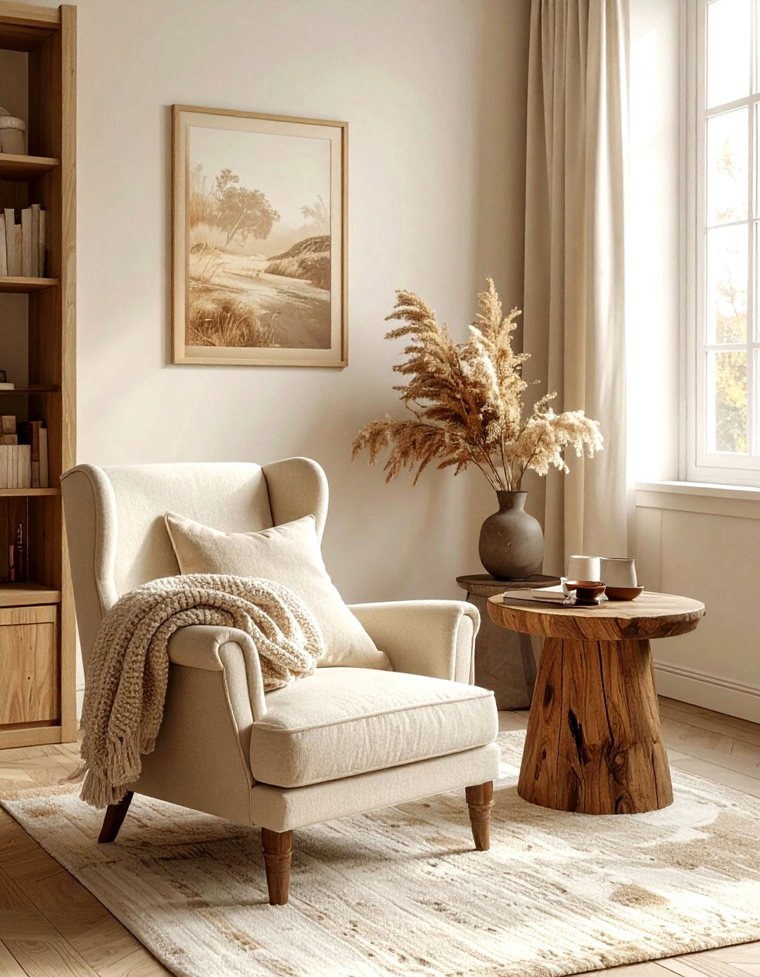 Biscuit Colored Reading Nook - 30 neutral color scheme ideas