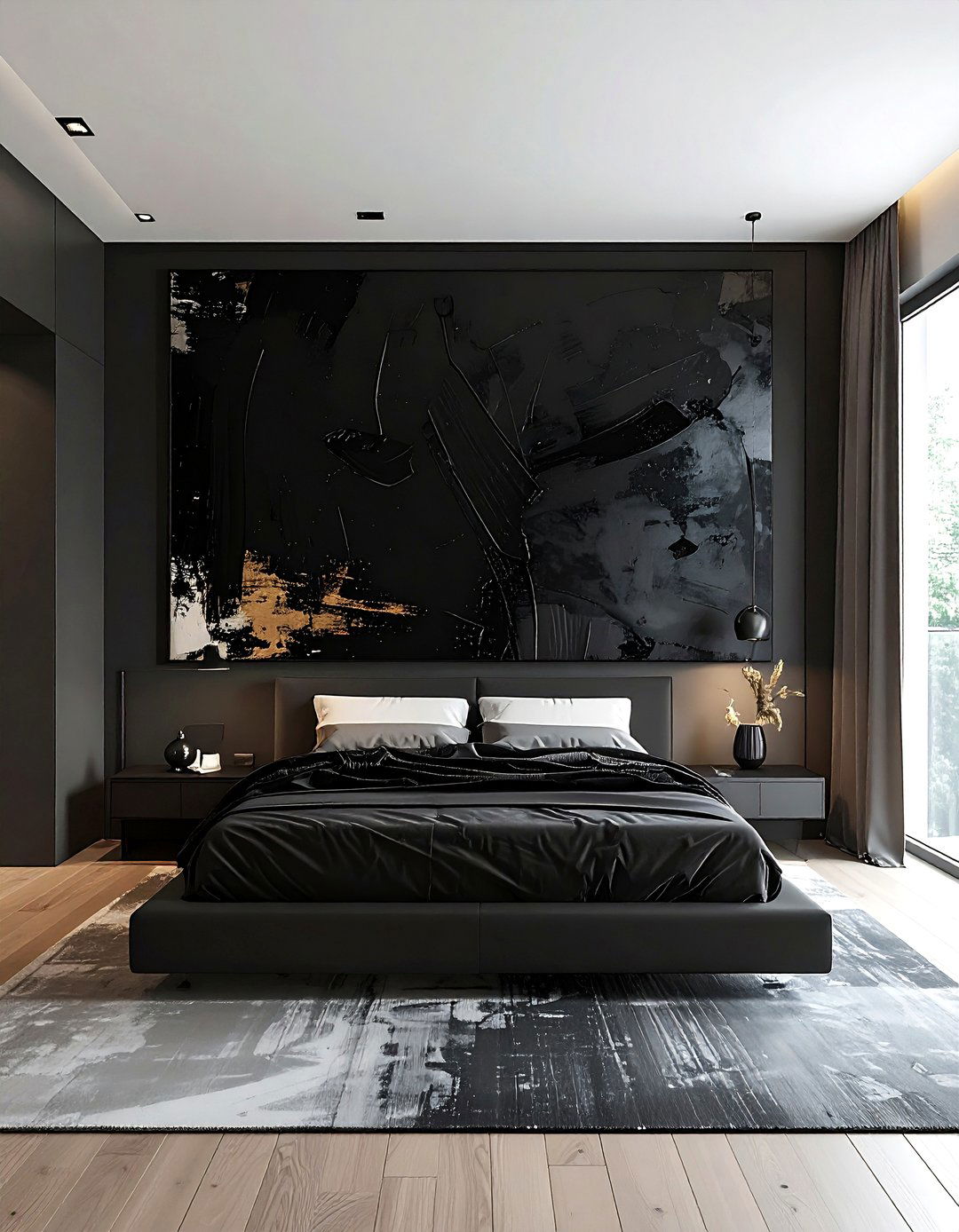 Black Abstract Wall Art - 30 black bedroom accessories ideas