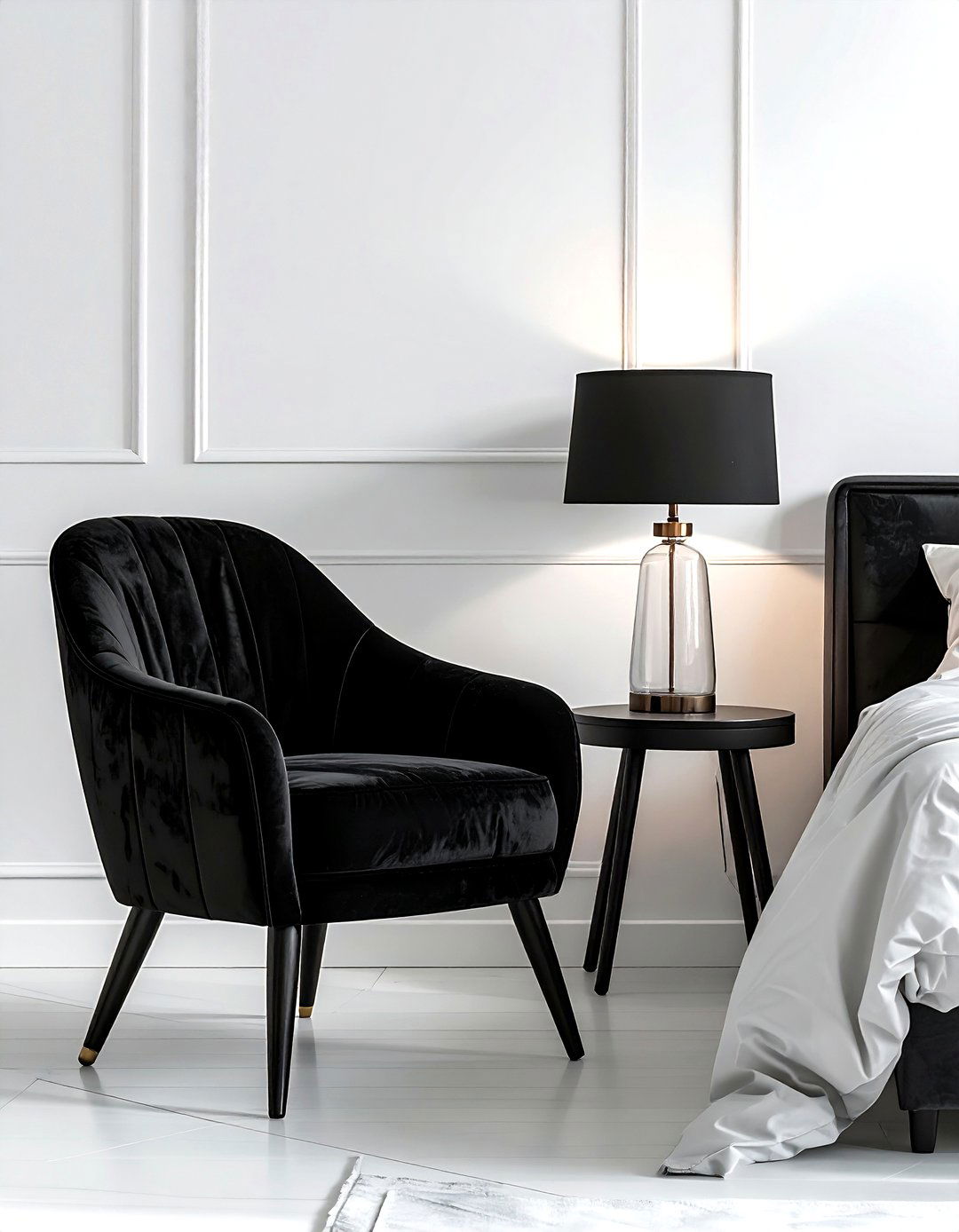 Black Accent Chairs - 30 black bedroom accessories ideas