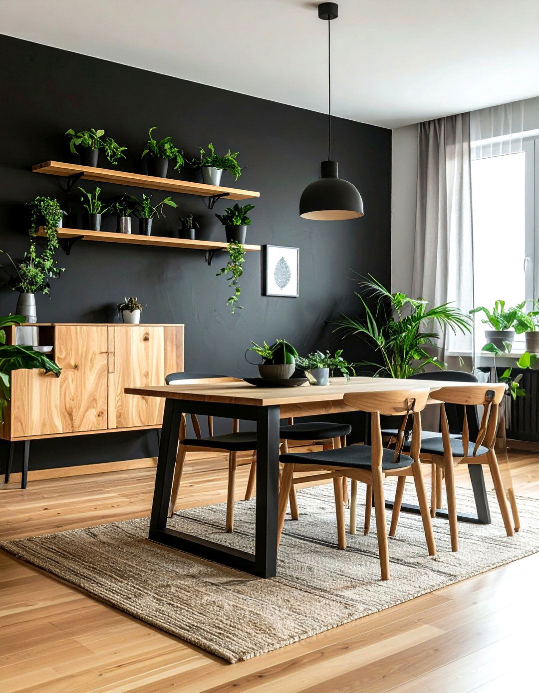 Black Accent Wall - 30 boho dining room ideas