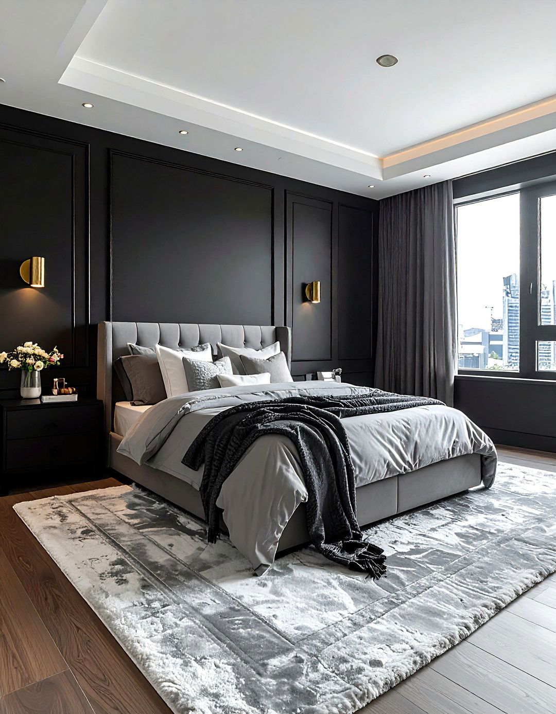 Black Accent Wall - 30 contemporary black bedroom ideas