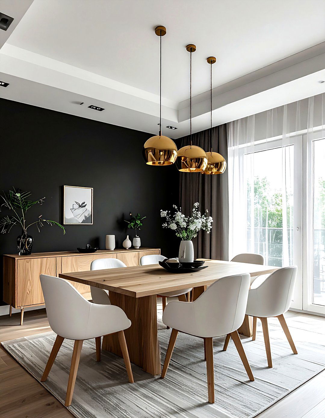 Black Accent Wall - 30 dining room focal point ideas