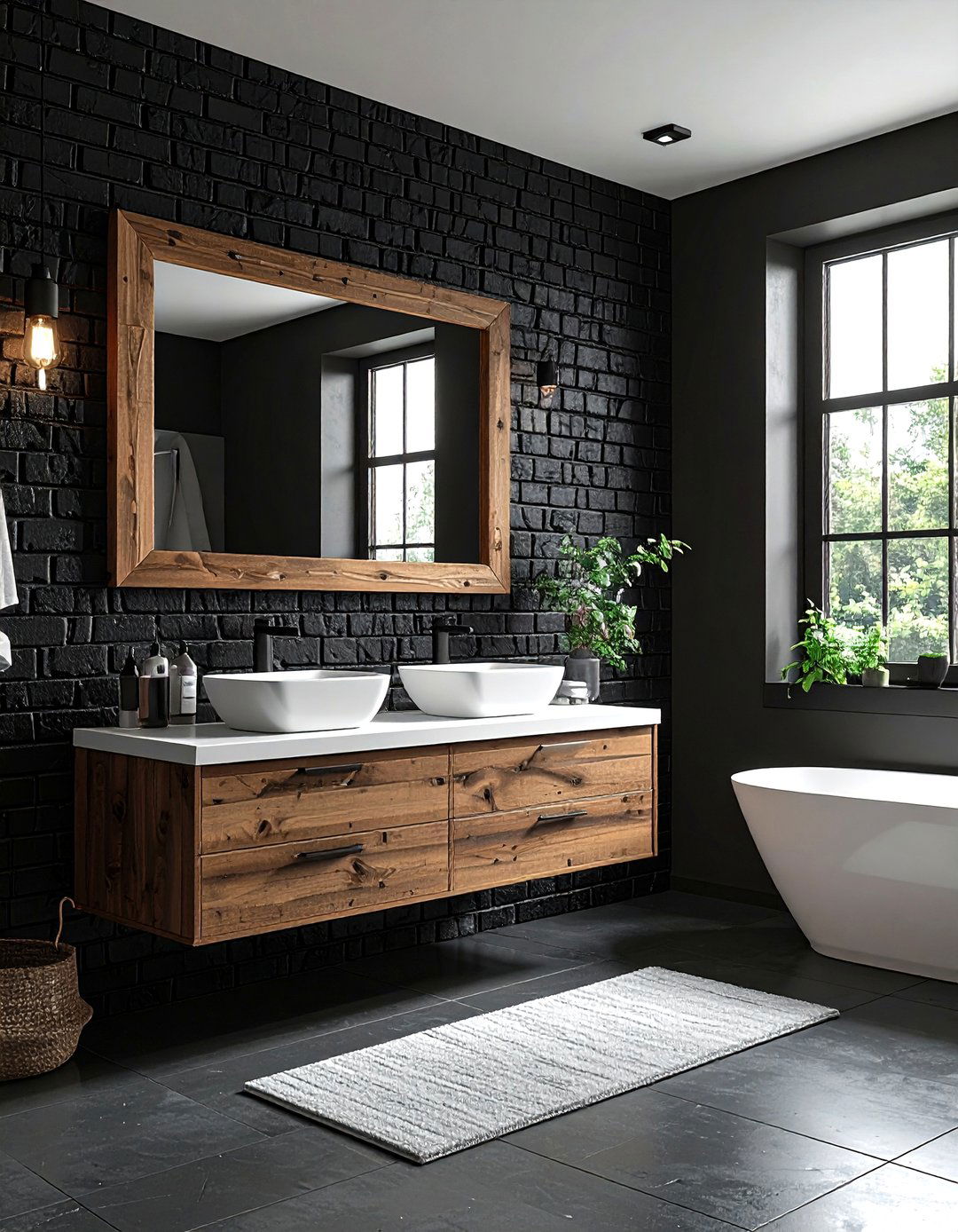 Black Accent Wall - 30 black bathroom design ideas